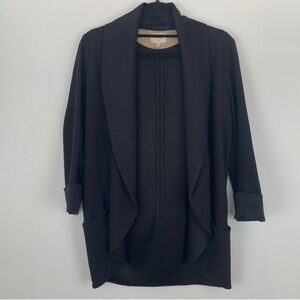 Wilfred Aritzia Chevalier Jacket Blazer Crepe Open Front 3/4 Sleeve Black Size 4